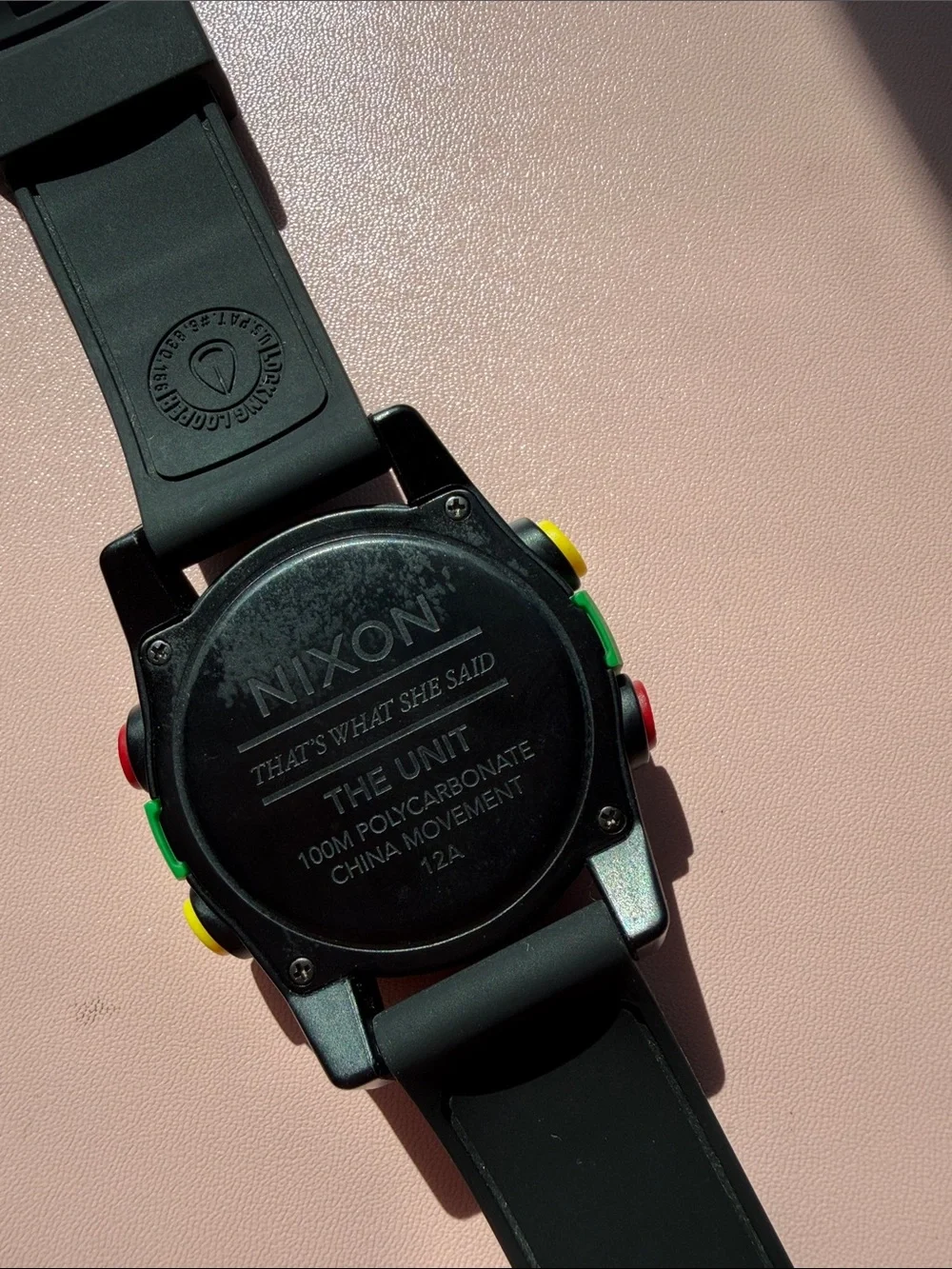 Nixon Green Bezel Digital Watch with Black Strap